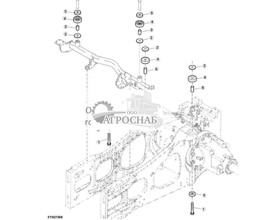 Детали крепления, изолятор кабины, передний 